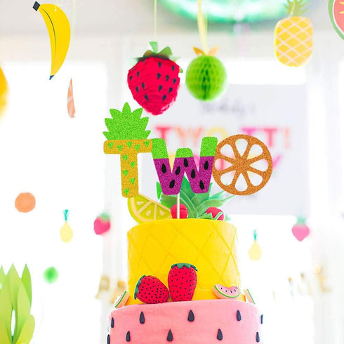 Twotti Frutti Cake Topper, Summer Fruit 2nd Birthday Cake Decor, Pineapple/Watermelon/Orange/Lemon/Strawberry/Banana