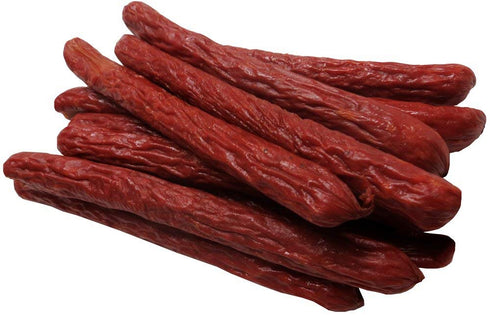 2-lb 5" (50 Buffalo Bills Spicy Ole' Smokies Saddlebag twist-end beef sticks per saddlebag)