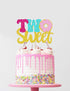 VIVIFORKY Donut Sweet Two Cake Topper Glitter Theme Sencond Happy Birthday Decorations for Girl Boy Baby Shower Party
