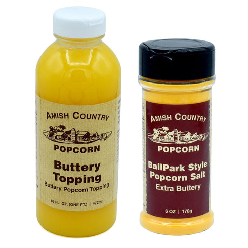 Amish Country Popcorn Seasoning and Topping Variety Pack - Buttery Topping & ButterSalt