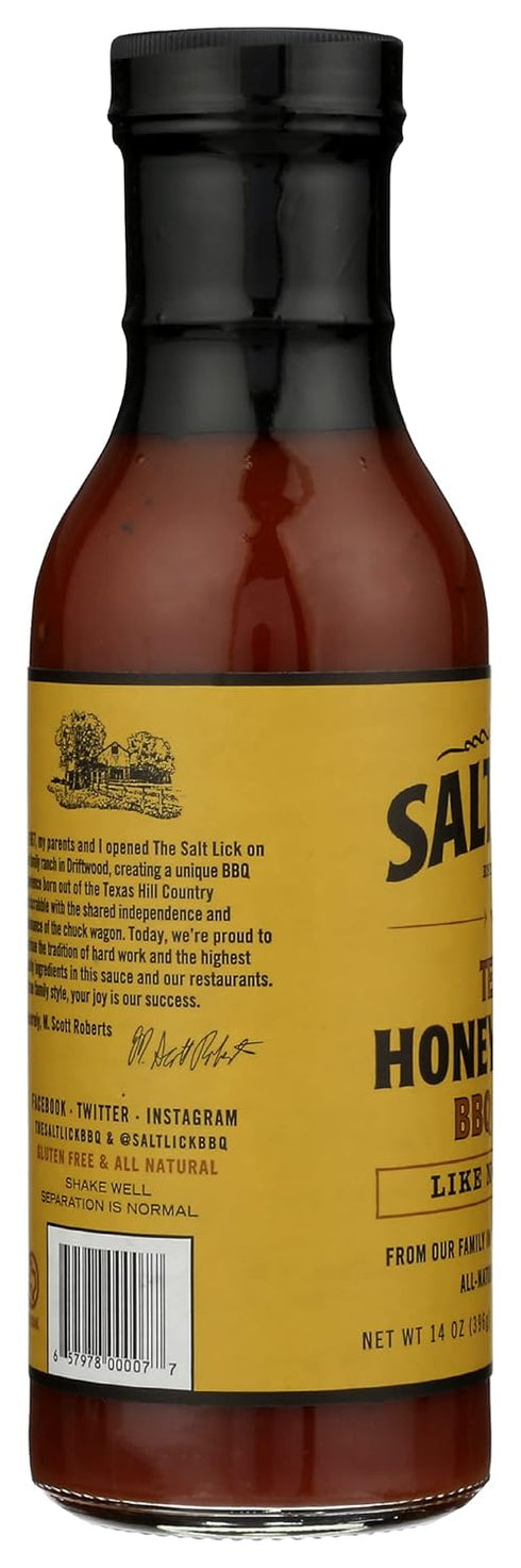 Salt Lick 12 (Pack 6) Honey Pecan BBQ Sauce, Gluten Free, Ounces