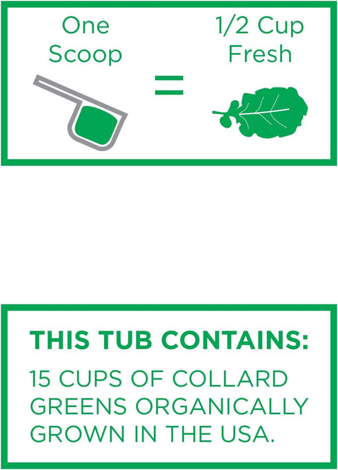 KOYAH Organic USA Grown Collard Greens Powder - Equivalent to 15 Cups Fresh, Freeze-Dried Whole-Leaf Powder