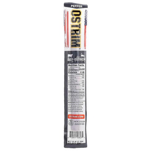 Ostrim Beef/Ostrich Peppe Size 1.5z Ostrim Beef/Ostrich Pepper Snack Stick 1.5z