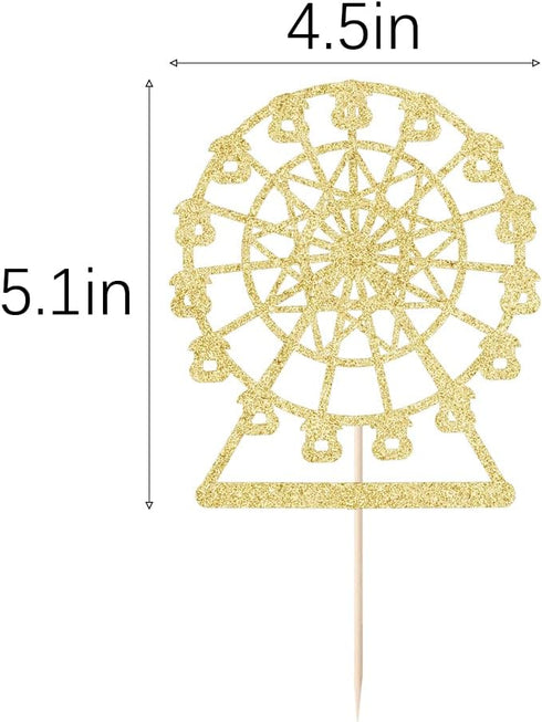 Golden Paper Ferris Wheel Cake Decoration for Birthday Celebrations for Boys and Girls
