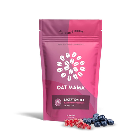 Oat Mama Lactation Tea for Breastfeeding Moms - Blueberry Pomegranate | Organic Lactation Support & Postpartum Recovery