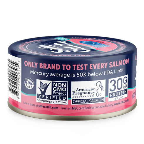 6 Pack 5oz Safe Catch Wild Pacific Pink Salmon Canned Wild-Caught No Salt Added Skinless Boneless Salmon Fish Mercury