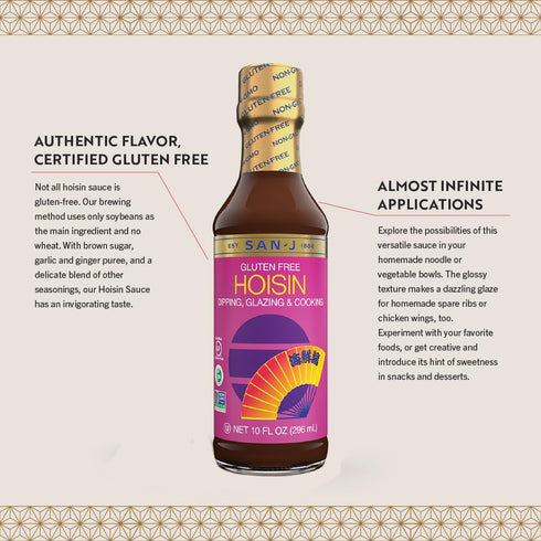 San-J Gluten Free Hoisin Sauce, Non-GMO, 10 oz, 2 Pack, Tasty Cooking Sauce