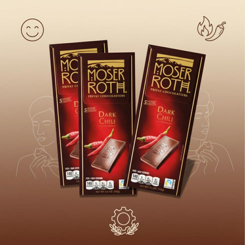 Generic 3 Pack (15 Dark Chili Chocolate Bars Mini Bars Total) Premium Dark Chocolate with a Hint of Chili Individually