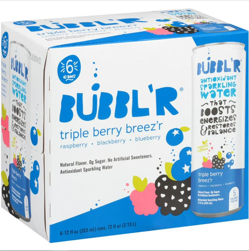 Generic Antioxidant Sparkling Water, Triple Berry Flavor, Zero Sugar, Lightly Caffeinated Energy Drink,