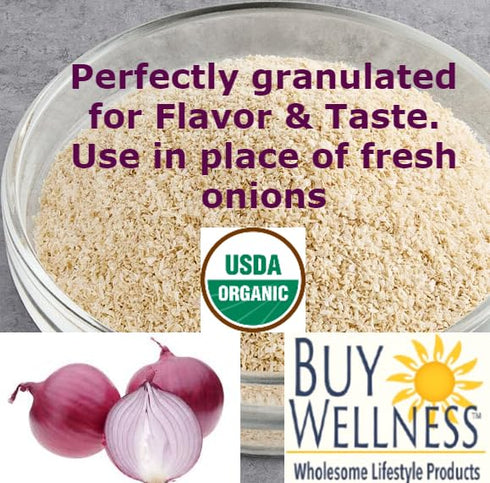 14 oz Organic Onion Granules, Bulk Bag, Granulated Red Onions Scallion Rich Flavor Aroma and Fresh Taste Granulated