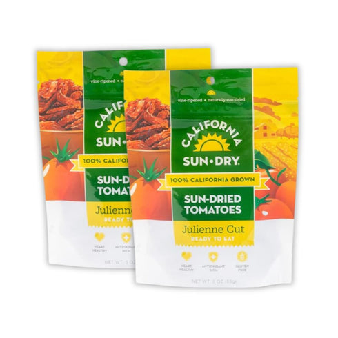 Sun-Dried Tomatoes, 3oz Bag (Pack of 2) Dry Julienne Cut, Ready to