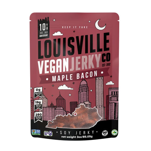 Louisville Vegan Jerky - Maple Bacon Vegan Meat, Lip-Smacking Vegan-Friendly & Vegetarian Jerky, Non-GMO