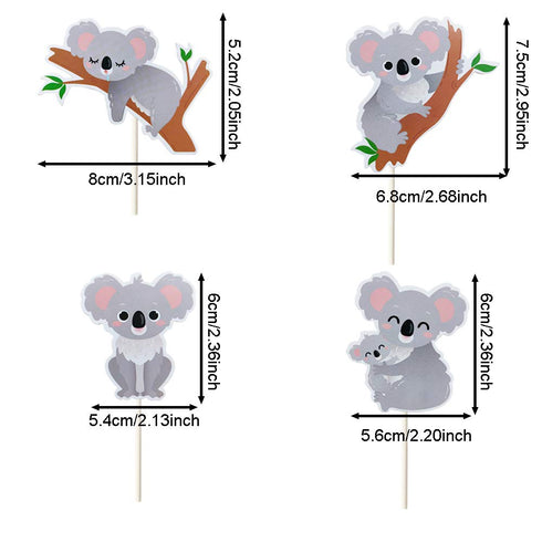 Mulukaya 24Pcs Koala Cupcake Toppers, Cake Picks for Wild Animal Birthday Wedding Party Supplies