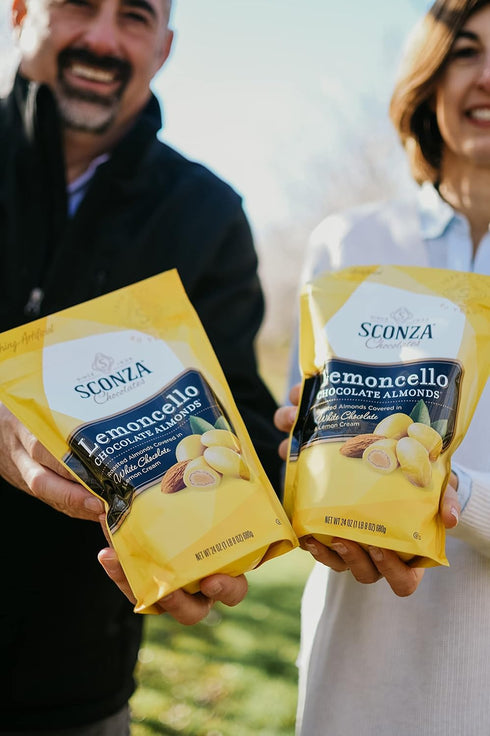 Sconza 24 large Pouch Confections Lemoncello Almonds Zipper Pouch, Ounce