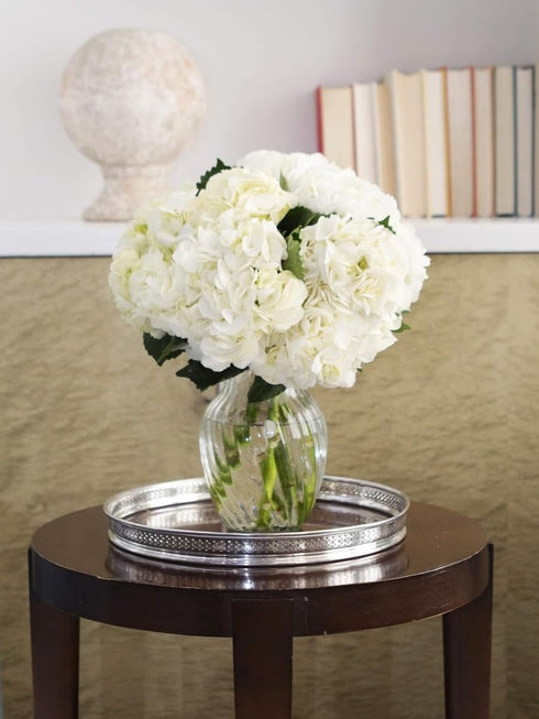 6 KaBloom - Beauty White Hydrangeas with vase - Fresh Flowers for Birthday, Valentine's & Mother's Day