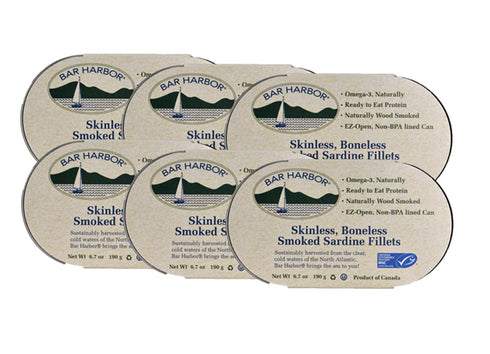 Bar Harbor Skinless & Boneless Smoked Sardine Fillets, 6.7 oz (190g) | Naturally Wood