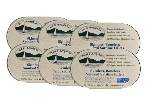 Bar Harbor Skinless & Boneless Smoked Sardine Fillets, 6.7 oz (190g) | Naturally Wood