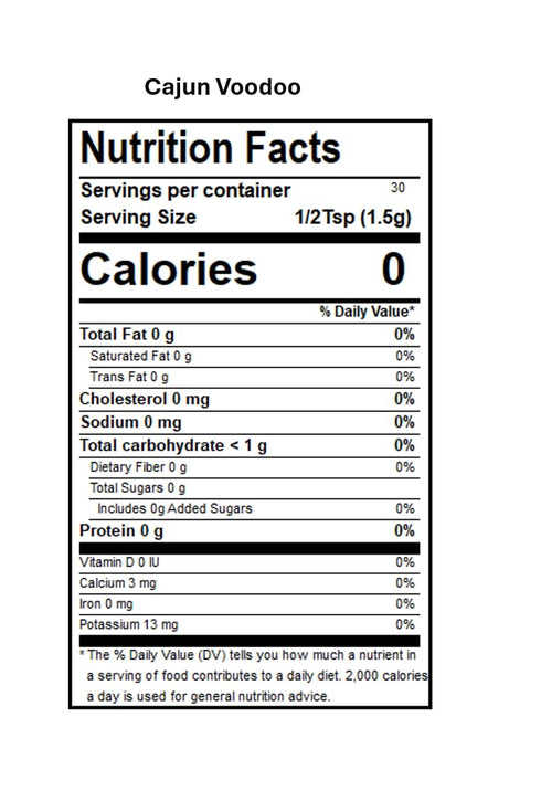 DAK's Spices Cajun Voodoo Blend, 100% Salt & Sugar Free Healthy Seasoning, Low Carb & Keto Friendly, 1.5 oz
