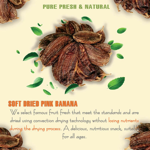 5.29oz (150g) SOFT DRIED PINK BANANA VIETFARMFOOD: Convection dried fruit, pure natural sweetness without sugar, soft
