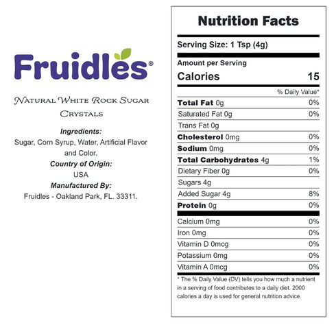 Fruidles Natural White Rock Sugar For Tea and Coffee, Clear Pure Cane Sugar Crystals, Dissolves Quickly, Resealable Bag