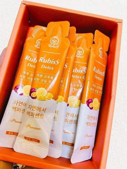 Generic 12 packets Nuoc ep Chanh Dy Rubiss Detox Fruit Drink Mix, Orange Box