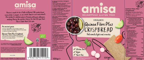 Amisa 100g Organic Gluten Free Quinoa Fibre Plus Crispbread