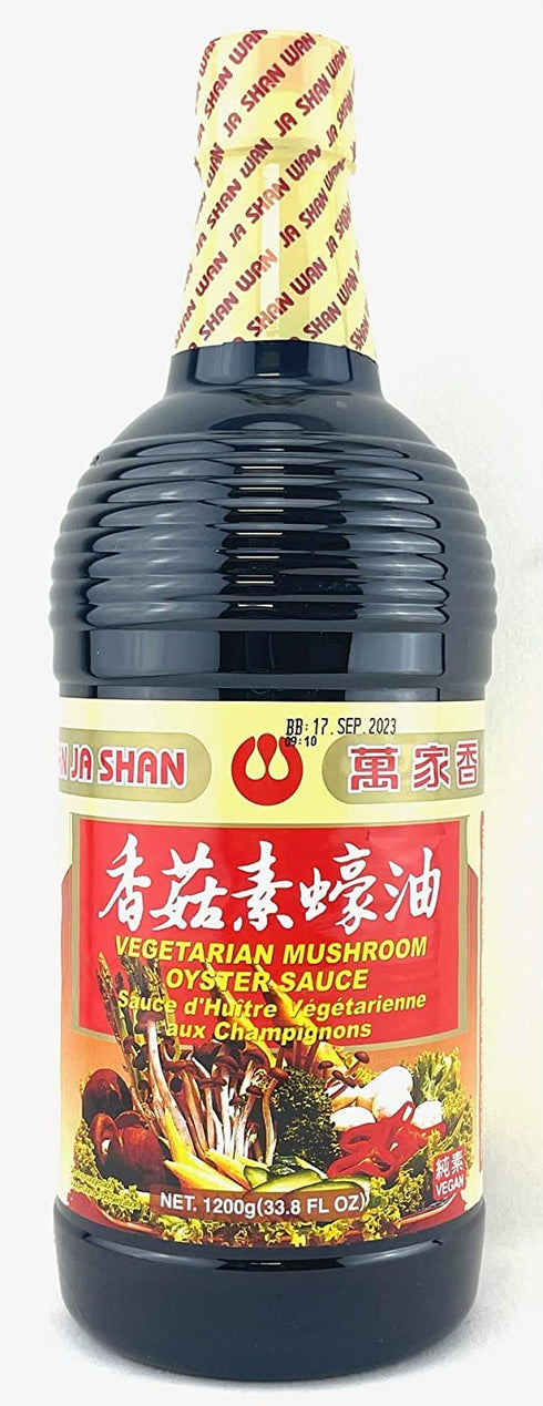 Wan Ja Shan Vegetarian Mushroom Oyster Sauce 33.8 fl oz, Vegan, Non-GMO, No MSG Added, Naturally Brewed