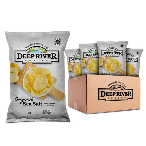 Deep River Snacks Original Sea Salt Kettle Cooked Potato Chips, Non GMO,