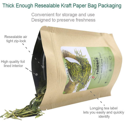 8oz 226g FullChea - Longjing Tea - Dragonwell Tea - Chinese Green Tea Loose Leaf - First Grade - Natural Lung Ching