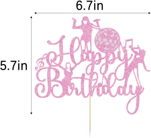 Microphone Happy Birthday Cake Topper-Music Lover Birthday DecorationsGlitter Host Music Cake Decor Karaoke Musical