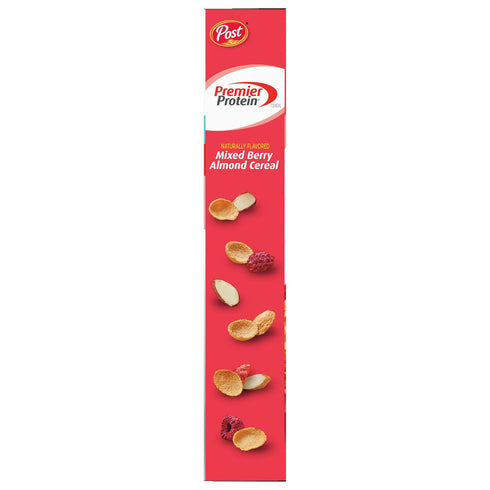 20g 9 OZ (Pack 2) Premier Protein Mixed Berry Almond Cereal, Protein Cereal Flakes Mixed with Dried Berries and Sliced
