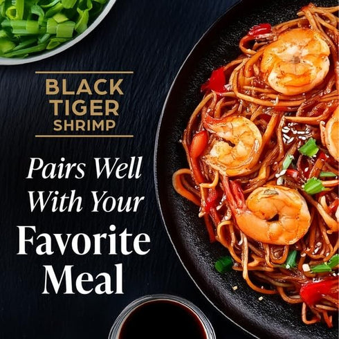 Generic 16 oz, Pack 1, Frozen, Black Tiger Jumbo Shrimp, Raw, Peeled and Deveined, Tail-Off, of Perfect for Grilling
