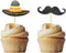 Morndew 24 PCS Sombrero Mustache Cupcake Toppers - Decorations for Mexican Fiesta Themed Party, Birthday, Baby Shower