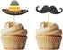 Morndew 24 PCS Sombrero Mustache Cupcake Toppers - Decorations for Mexican Fiesta Themed Party, Birthday, Baby Shower