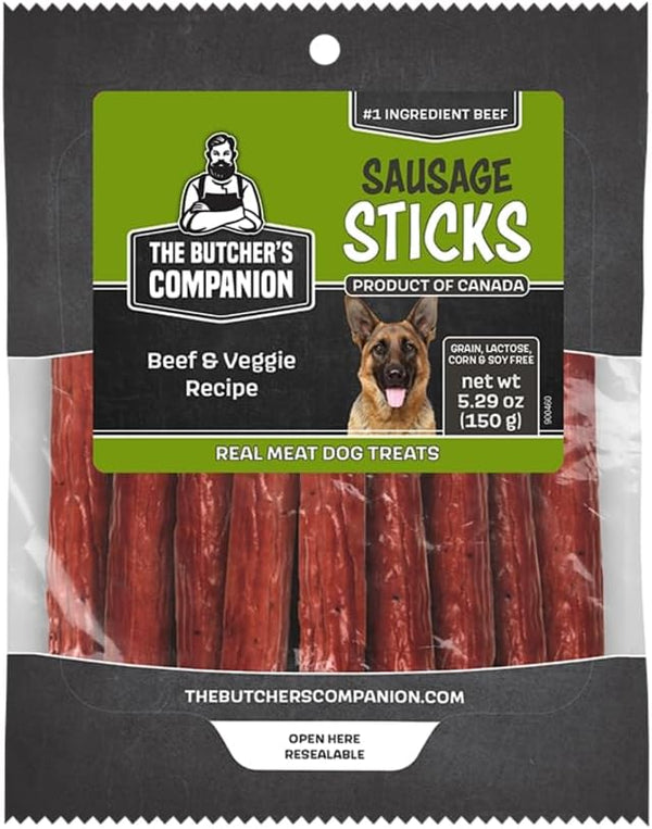 The Butcher's Companion Sausage Sticks Dog Treats - Beef & Veggie Recipe