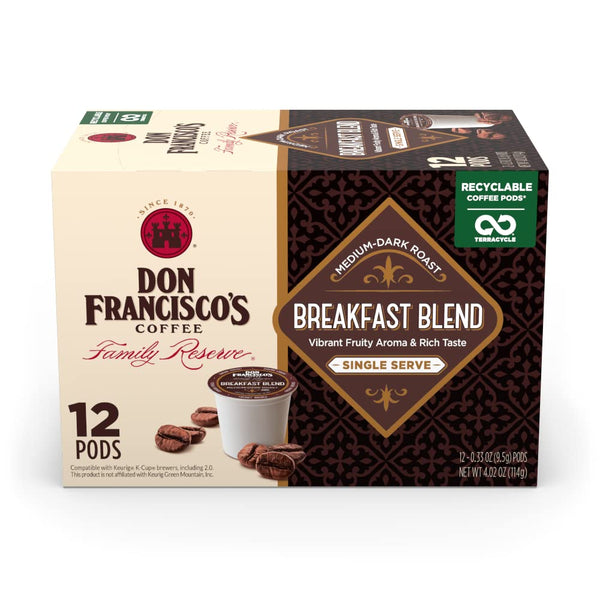 Don Francisco's Breakfast Blend Coffee, 12 K-Cup Compatible Pods, 100% Arabica