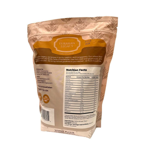 3 lb Eurasian Legacy Non-GMO, Unbleached, Glyphosate-Free, High-Protein Wheat Flour, Perfect for Bread & Baking