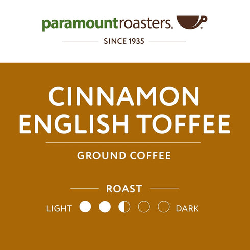 1-12oz Paramount Roasters Cinnamon English Toffee Flavored Ground Coffee, bag, Medium Roast (Paramount Coffee Company)