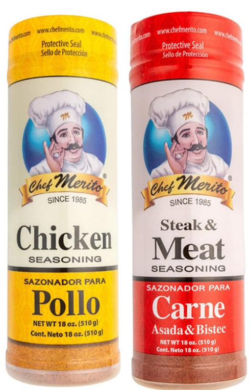 Generic Chef Merito Carne Asada Beef and Chicken Seasoning Combo Pack, 18 oz
