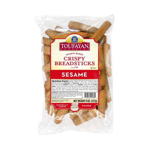 (2 Pack) Toufayan Sesame Breadsticks - Crispy Oven-Baked Breadsticks with Sesame Seeds - Kosher Pareve, Vegan