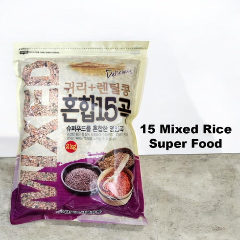 15 4.4 lb (2kg), Premium Mixed Grains Rice with Oat and Barley, Korean Style Multi Grain Blend