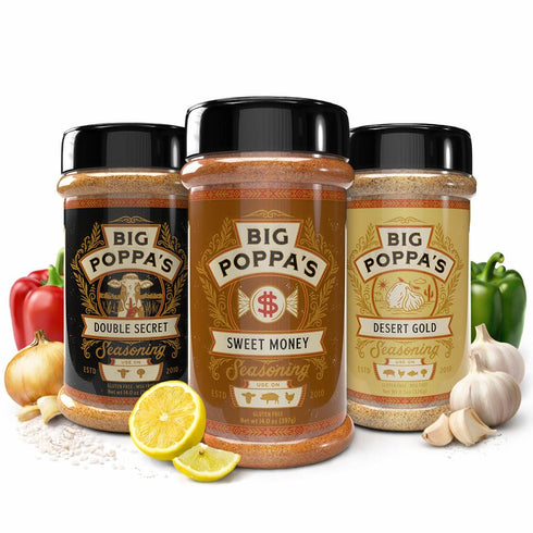 Big Poppa's BBQ Essential Seasoning Bundle Sweet Money, Double Secret & Desert