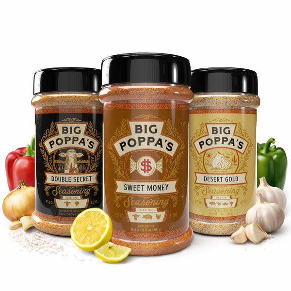 Big Poppa's BBQ Essential Seasoning Bundle Sweet Money, Double Secret & Desert