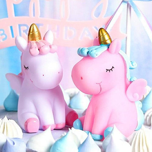 Unicorn Birthday Cake Topper, 2 Pack Unicorn Figurines for Cupcake Dessert DIY Decoration Accessories, Baby Shower Toy
