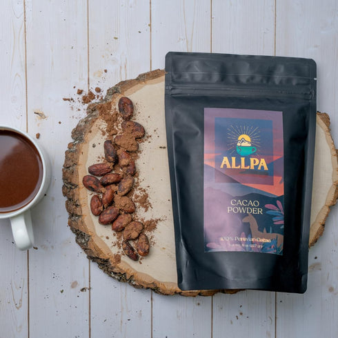 8 oz, 100% Allpa Peruvian Cacao Powder Pure Unsweetened Single Origin Cacao from San Martin, Peru, Non-Alkalized