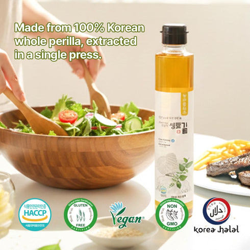 NONGBU PLUS 6.76 Oz (200ml), 100% Cold Pressed Raw Perilla Oil, Fl Pure Perilla Seed Oil, Korean-Style Toasted, Rich