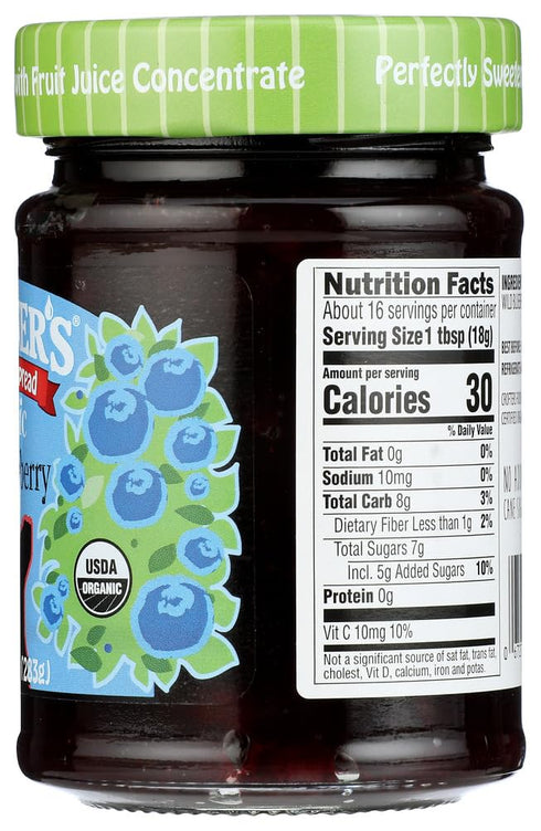 10 (Pack 6) Crofter's Organic Wild Blueberry Fruit Spread, Ounce
