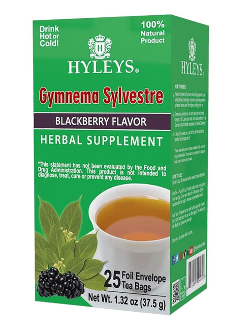 Hyleys Gymnema Sylvestre with Green Tea, Blackberry Flavor, 25 Tea Bags, Herbal Supplement