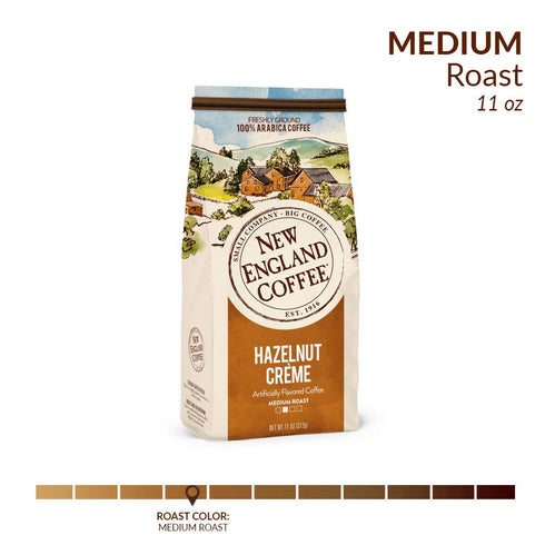 11oz (Pack 3) New England Coffee Hazelnut Creme Medium Roast Ground Coffee, Bag