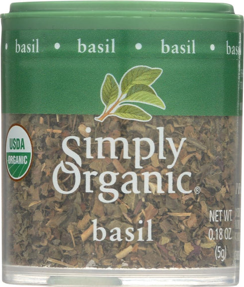 Simply Organic Sweet Basil Leaf, Cut & Sifted, Certified Organic | 0.18